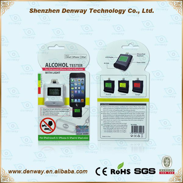 NEW LCD Light Accurate Alcohol Tester Breath Alcohol Tester for iphone5